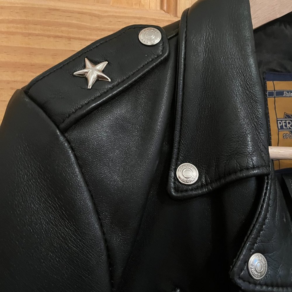 Schott NYC Lambskin Leather Women's Cropped Perfecto® Jacket, Size M, Black - Picture 4 of 8